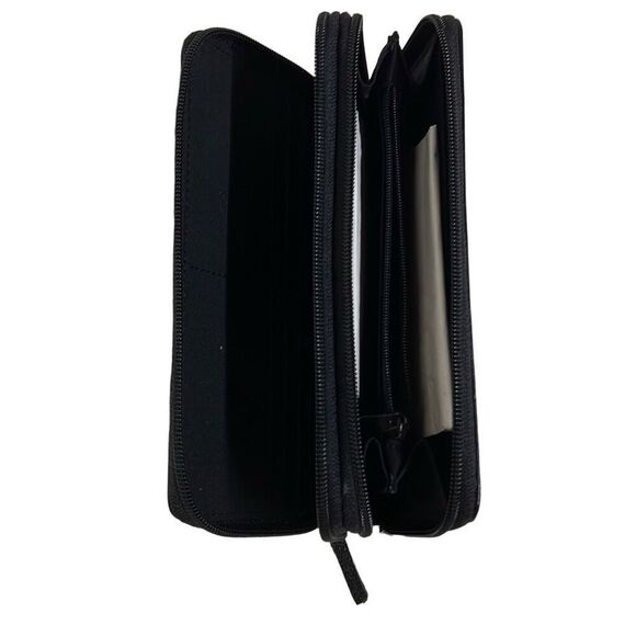 Vintage new Casual Corner Women's Black Embossed Leather Zip-Around Wallet One S - Picture 10 of 11